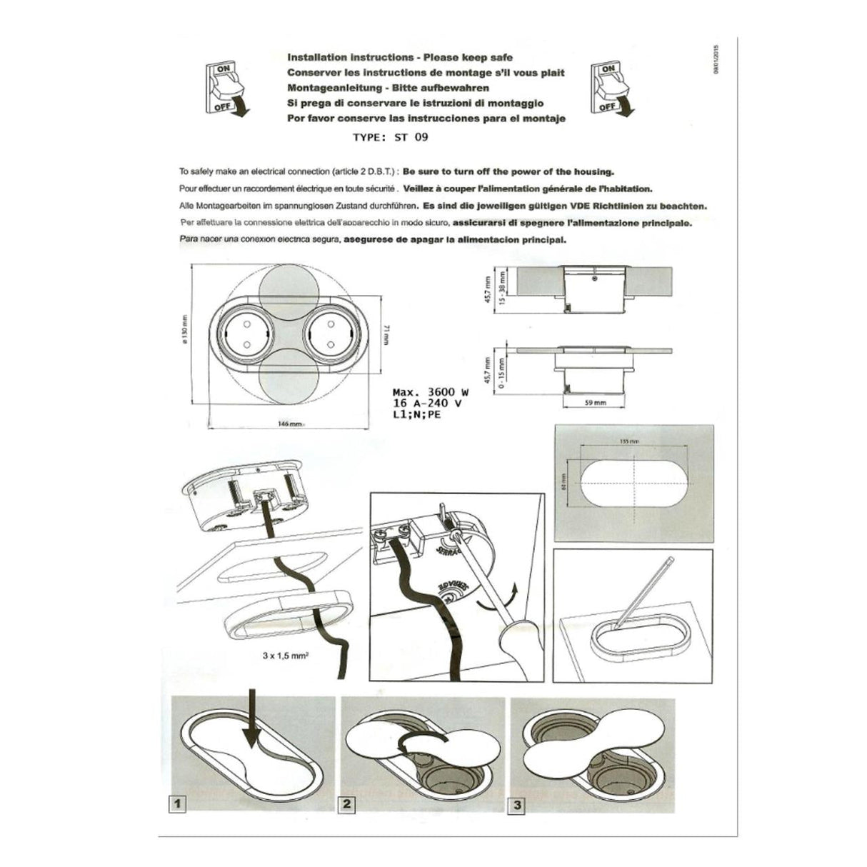 Thebo ST 09 Eight Küchensteckdose Edelstahl