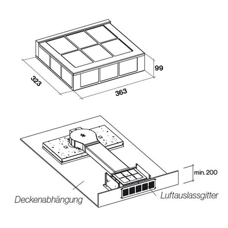Falmec Umluftbox f. Deckenlüfter Ausgang seitlich