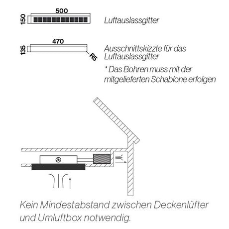 Falmec Umluftbox f. Deckenlüfter Ausgang seitlich