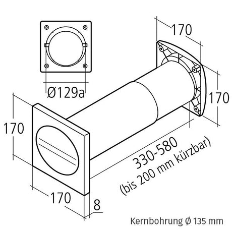 Aircircle Aeroboy Mauerkasten 125 mm weiß