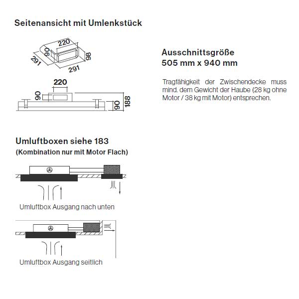 Falmec Sirio Deckenlüfter weißes Glas