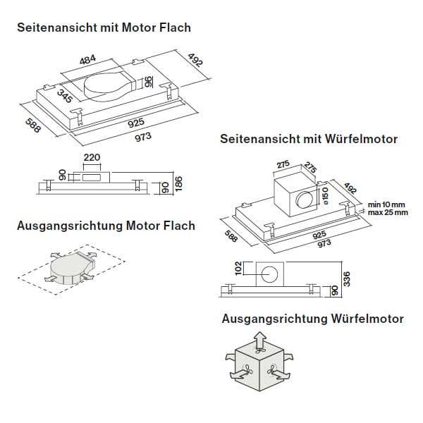 Falmec Sirio Deckenlüfter weißes Glas