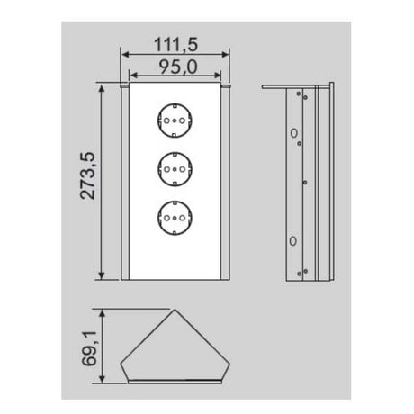 Wipo Power Ecksteckdose 3fach mit Glasblende